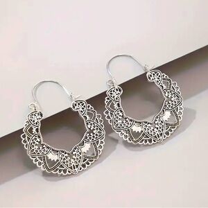 Bohemian Ethnic Metal Enamel Hoop Drop Earrings